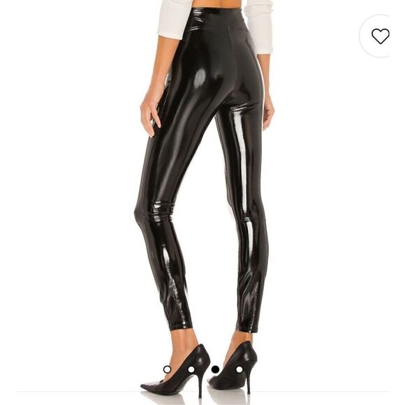 Spanx Vegan Faux Black Patent Leather High Waisted Pull-On Legging Pants XL - Picture 1 of 8